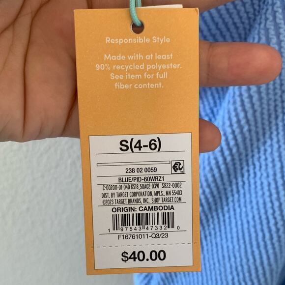 Kona Sol Women's Full Coverage Pucker Textured Square Neck One Piece Swimsuit‎ - Picture 6 of 7